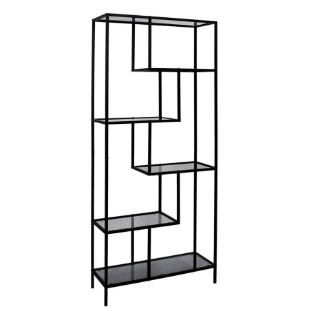 Etagère 6 Niveaux Verre Fumé et Métal Noir - ENDIO