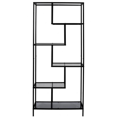 Etagère 6 Niveaux Verre Fumé et Métal Noir - ENDIO