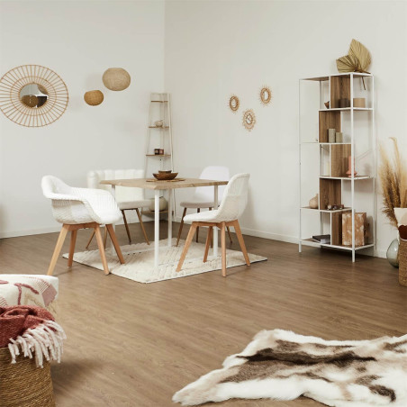 Étagère 6 niveaux aspect bois et métal blanc - ENDIO