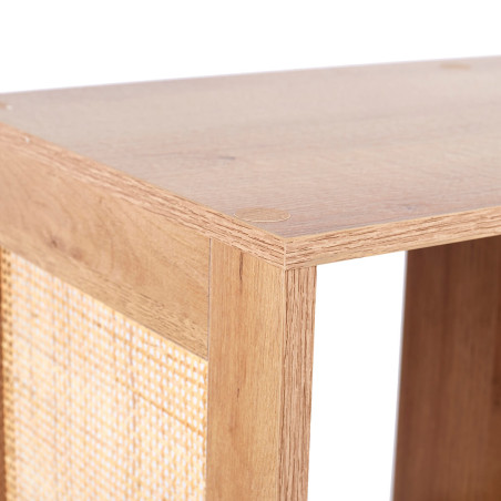 Rangement 4 cases effet bois et façades rotin - MAYRO