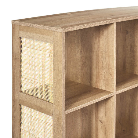 Rangement 9 Cases Effet Bois et Façades Rotin - MAYRO