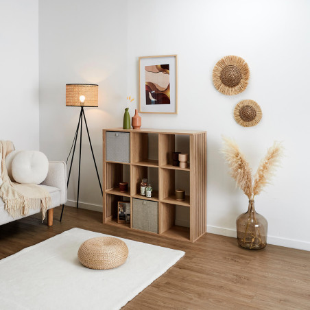 Rangement 9 cases effet bois avec tasseaux - PAJEN