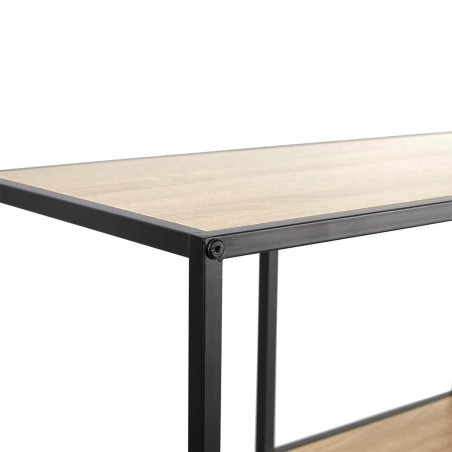 Étagère 9 cases métal noir et MDF aspect bois - GALANA