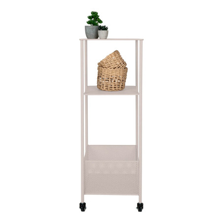 Etagère à roulettes en métal beige 3 niveaux - YANIN