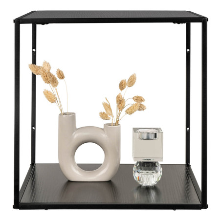 Etagère murale 2 plateaux acier noir et aspect bois - SLIIO