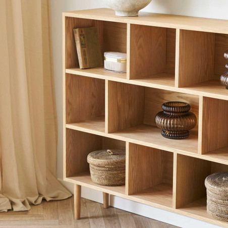 Meuble de rangement 9 niches en placage chêne- KALLYSOR