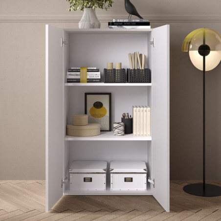 Rangement 2 portes blanc laqué brillant - SYNERGIZE