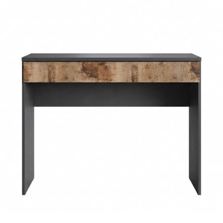 Bureau 78 cm avec tiroir noir graphite et aspect bois antique - SYNERGIZE