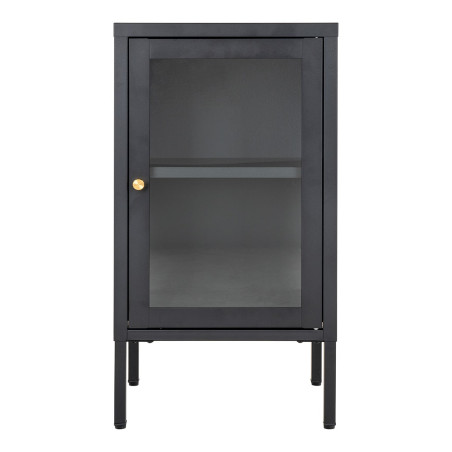 Meuble d'appoint 1 porte vitrée en métal laqué noir - HUGIA