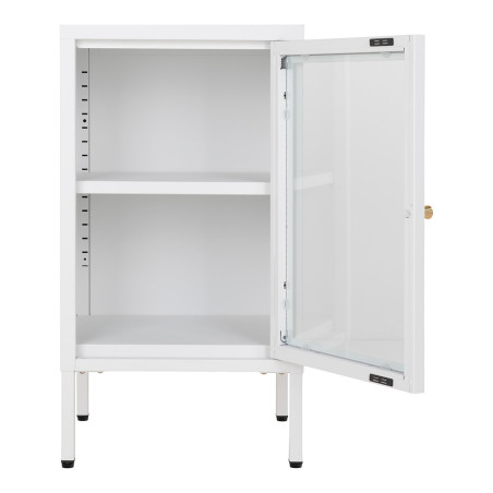 Meuble d'appoint 1 porte vitrée en métal laqué blanc - HUGIA