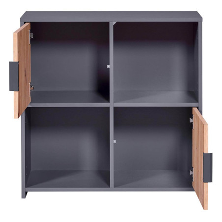 Meuble 2 Portes 2 Niches Anthracite Effet Bois - OPHIO