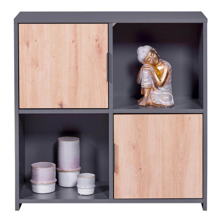 Meuble 2 Portes 2 Niches Anthracite Effet Bois - OPHIO