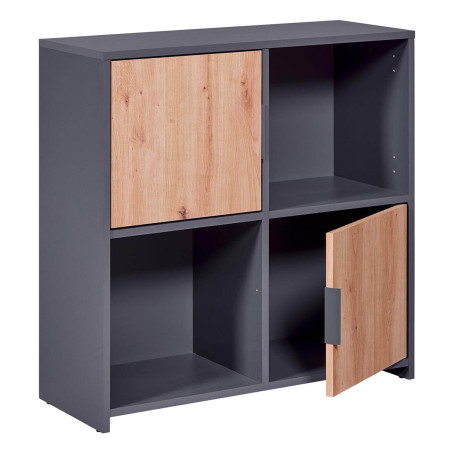 Meuble 2 Portes 2 Niches Anthracite Effet Bois - OPHIO