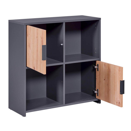 Meuble 2 Portes 2 Niches Anthracite Effet Bois - OPHIO