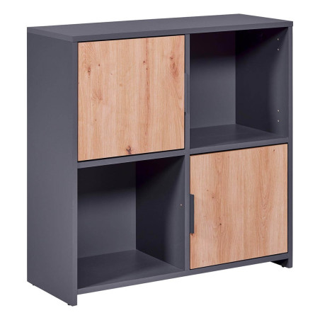 Meuble 2 Portes 2 Niches Anthracite Effet Bois - OPHIO