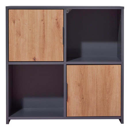 Meuble 2 Portes 2 Niches Anthracite Effet Bois - OPHIO