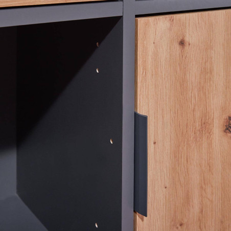Meuble 2 Portes 2 Niches Anthracite Effet Bois - OPHIO