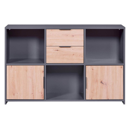 Meuble Multi-Rangement Anthracite et Effet Bois - OPHIO