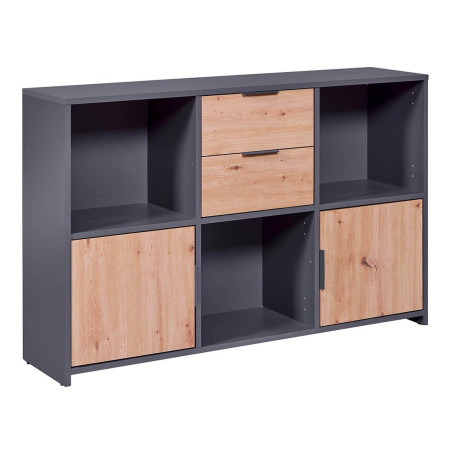 Meuble Multi-Rangement Anthracite et Effet Bois - OPHIO