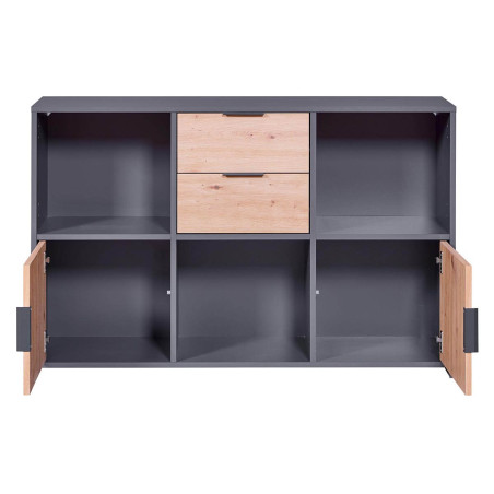 Meuble Multi-Rangement Anthracite et Effet Bois - OPHIO