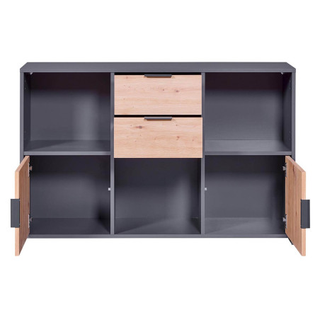 Meuble Multi-Rangement Anthracite et Effet Bois - OPHIO