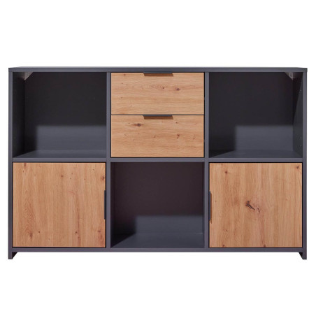 Meuble Multi-Rangement Anthracite et Effet Bois - OPHIO