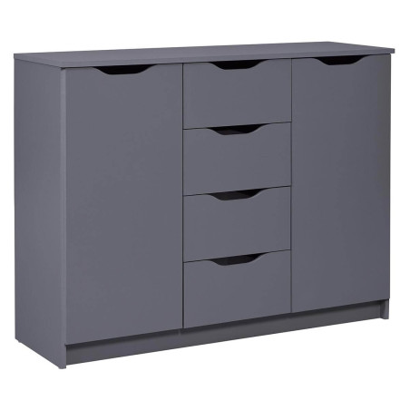 Meuble 2 Portes 4 Tiroirs Coloris Anthracite - JENIE