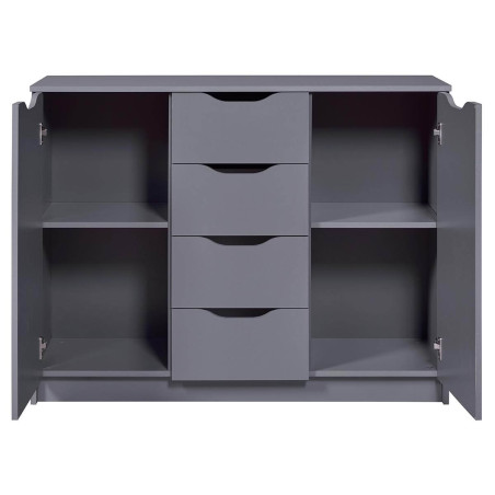 Meuble 2 Portes 4 Tiroirs Coloris Anthracite - JENIE