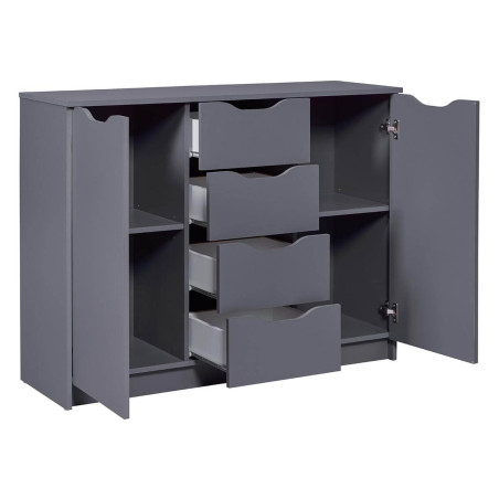 Meuble 2 Portes 4 Tiroirs Coloris Anthracite - JENIE