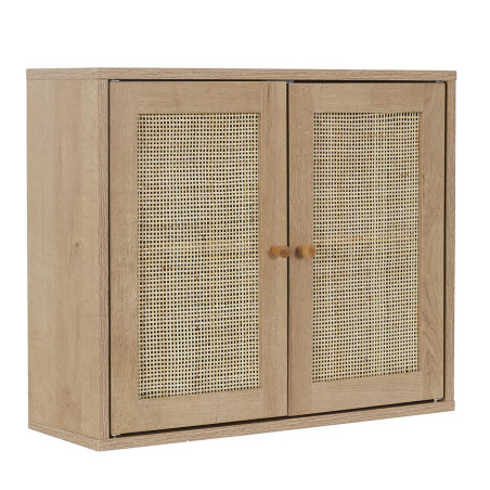 Armoire Murale 2 Portes Effet Bois Façades Rotin - MAYRO