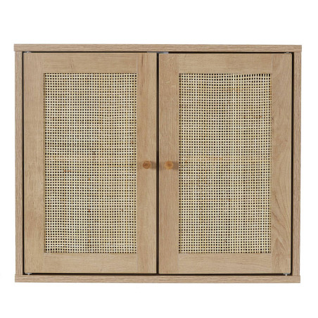 Armoire Murale 2 Portes Effet Bois Façades Rotin - MAYRO