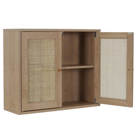 Armoire Murale 2 Portes Effet Bois Façades Rotin - MAYRO