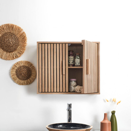 Armoire murale 2 portes effet bois avec tasseaux - PAJEN