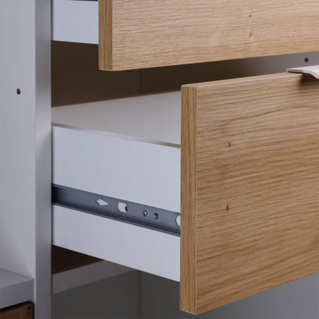 Meuble multi-rangement blanc et effet bois - OPHIO