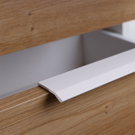 Meuble multi-rangement blanc et effet bois - OPHIO