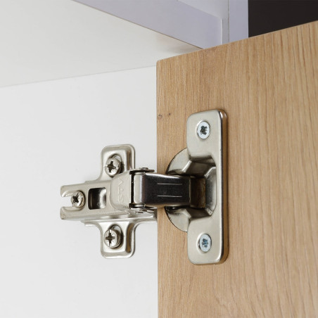 Meuble multi-rangement blanc et effet bois - OPHIO