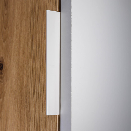 Meuble multi-rangement blanc et effet bois - OPHIO