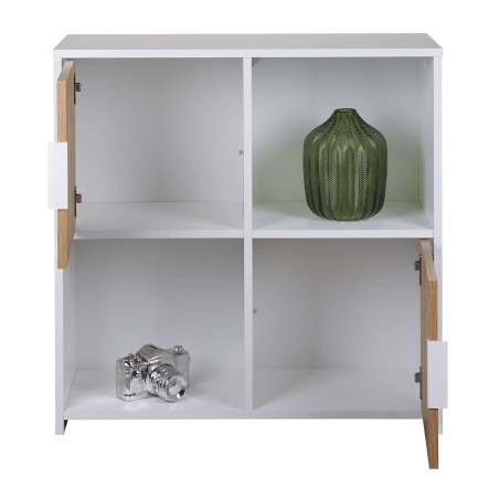 Meuble 2 Portes 2 Niches Blanc Effet Bois - OPHIO
