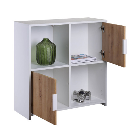 Meuble 2 Portes 2 Niches Blanc Effet Bois - OPHIO