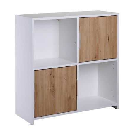 Meuble 2 Portes 2 Niches Blanc Effet Bois - OPHIO