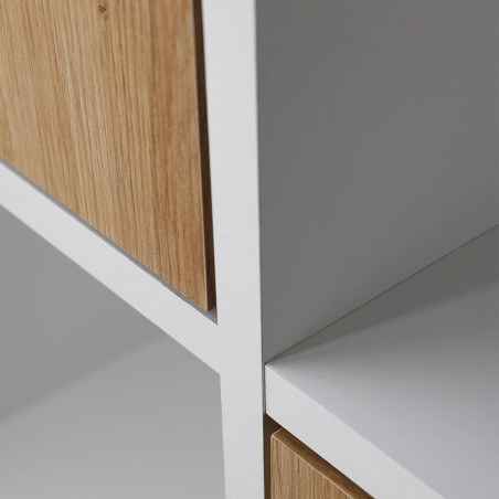 Meuble 2 Portes 2 Niches Blanc Effet Bois - OPHIO