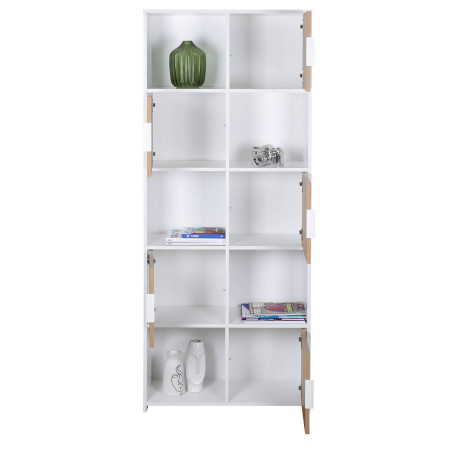 Meuble 5 Portes 5 Niches Blanc et Effet Bois - OPHIO