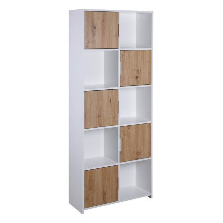 Meuble 5 Portes 5 Niches Blanc et Effet Bois - OPHIO