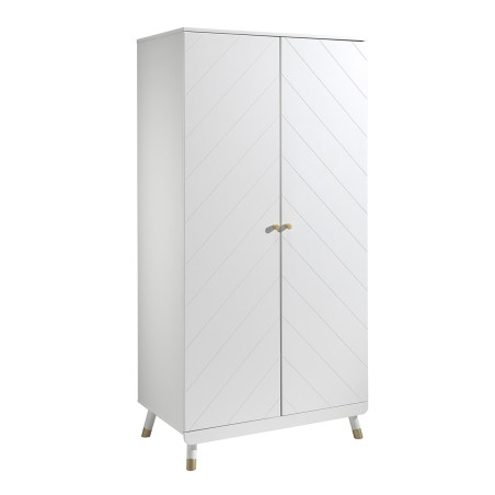 Armoire 2 Portes Blanche Motif Graphique - TINEL