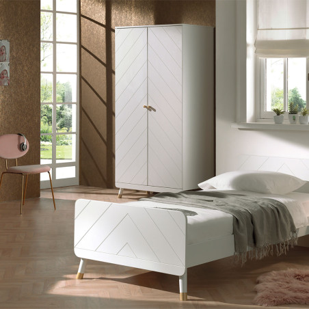 Armoire 2 Portes Blanche Motif Graphique - TINEL