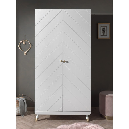 Armoire 2 Portes Blanche Motif Graphique - TINEL