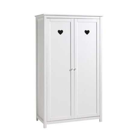 Armoire 2 Portes Blanche à Motifs Cœurs Ajourés - MILEN