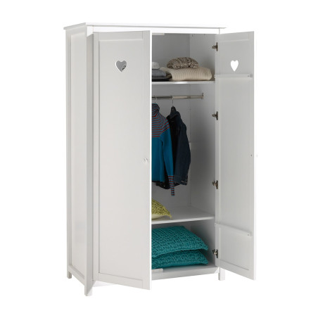 Armoire 2 Portes Blanche à Motifs Cœurs Ajourés - MILEN