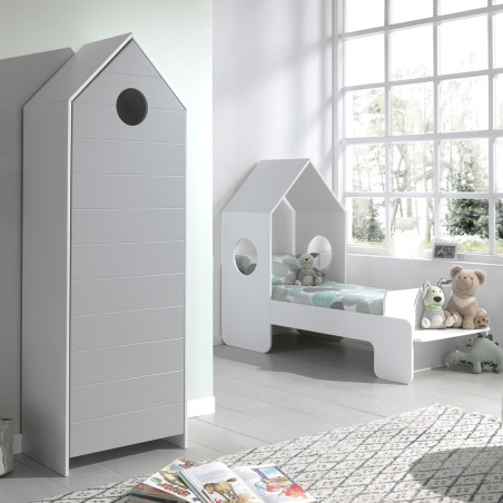 Armoire Cabane de Plage Grise 1 Porte - HAVRESAC