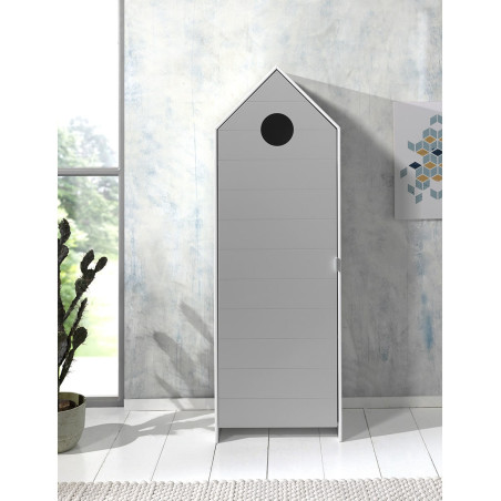 Armoire Cabane de Plage Grise 1 Porte - HAVRESAC